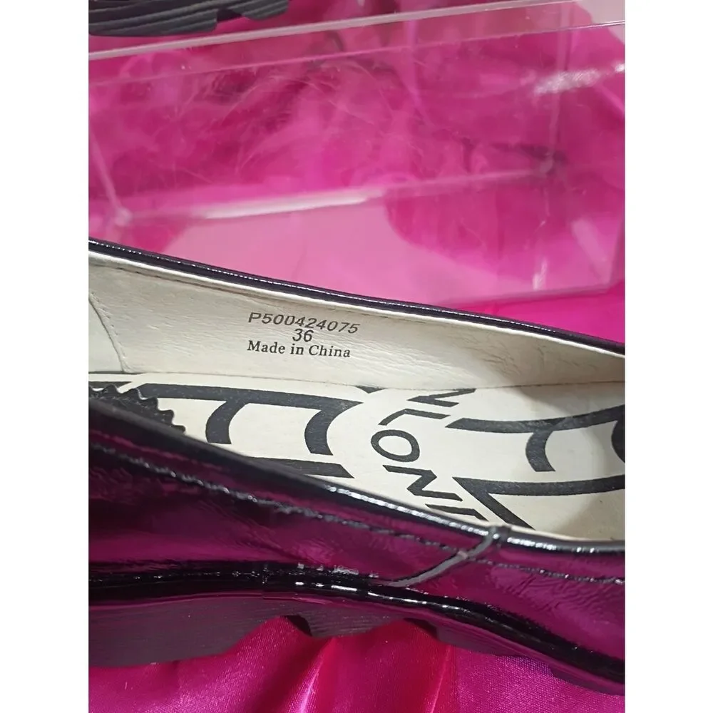 FLY London Black Patent Leather Yaz Wedge Pump Women's EU Size 36 US 5.5-6.